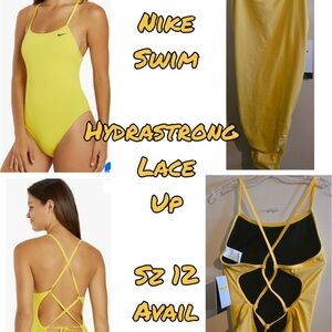 Nike Yellow Lace-Up Hydrastrong One-Piece Swimsuit